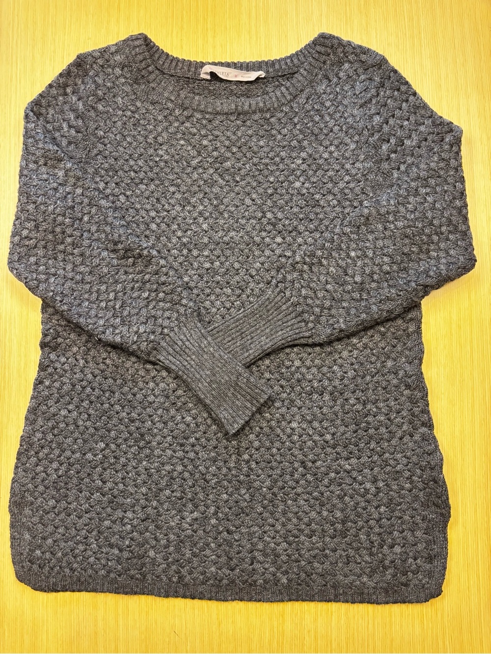 Athleta Cypress Basketweave Chunky Wool Blend Knit Tunic Sweater Grey Sz M